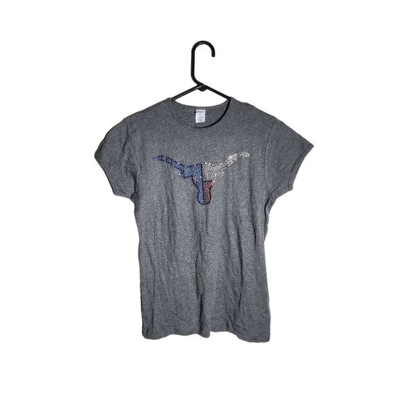 NWT Studded Texas Longhorn Bull Tee Gray X-Large - Picture 1 of 4